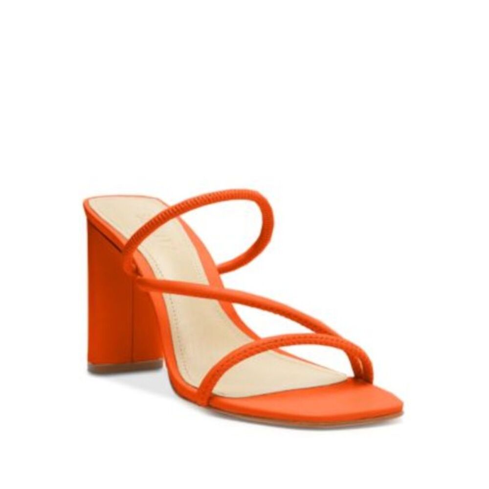 SCHUTZ Womens Orange Chessie Square Toe Block Heel Slip On Heeled Sandal 6 B